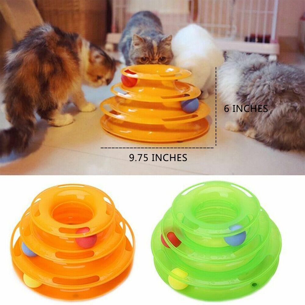Pet Cat Crazy Ball Disk – 3-Layer Interactive Track Tower Toy for Indoor Fun Everware Hub