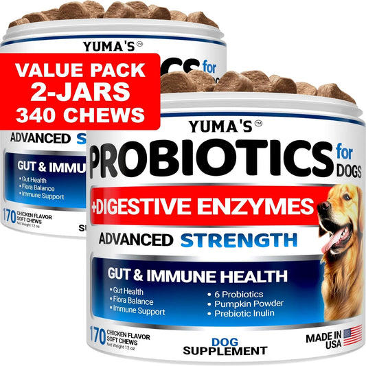 2 Pack Probiotics For Dogs And Digestive Enzymes Dog Probiotics Chews Anti Diarrhea Upset Stomach Gas Relief Constipation Canine Prebiotic Pet Fiber Supplement 340 Chews Everware Hub