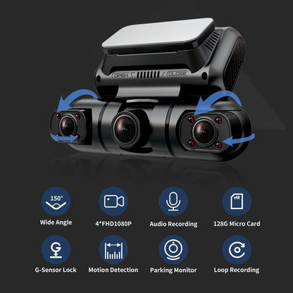 Hainatech 360° Dash Cam – 4-Channel, GPS, WiFi, 24/7 Parking Mode Everware Hub