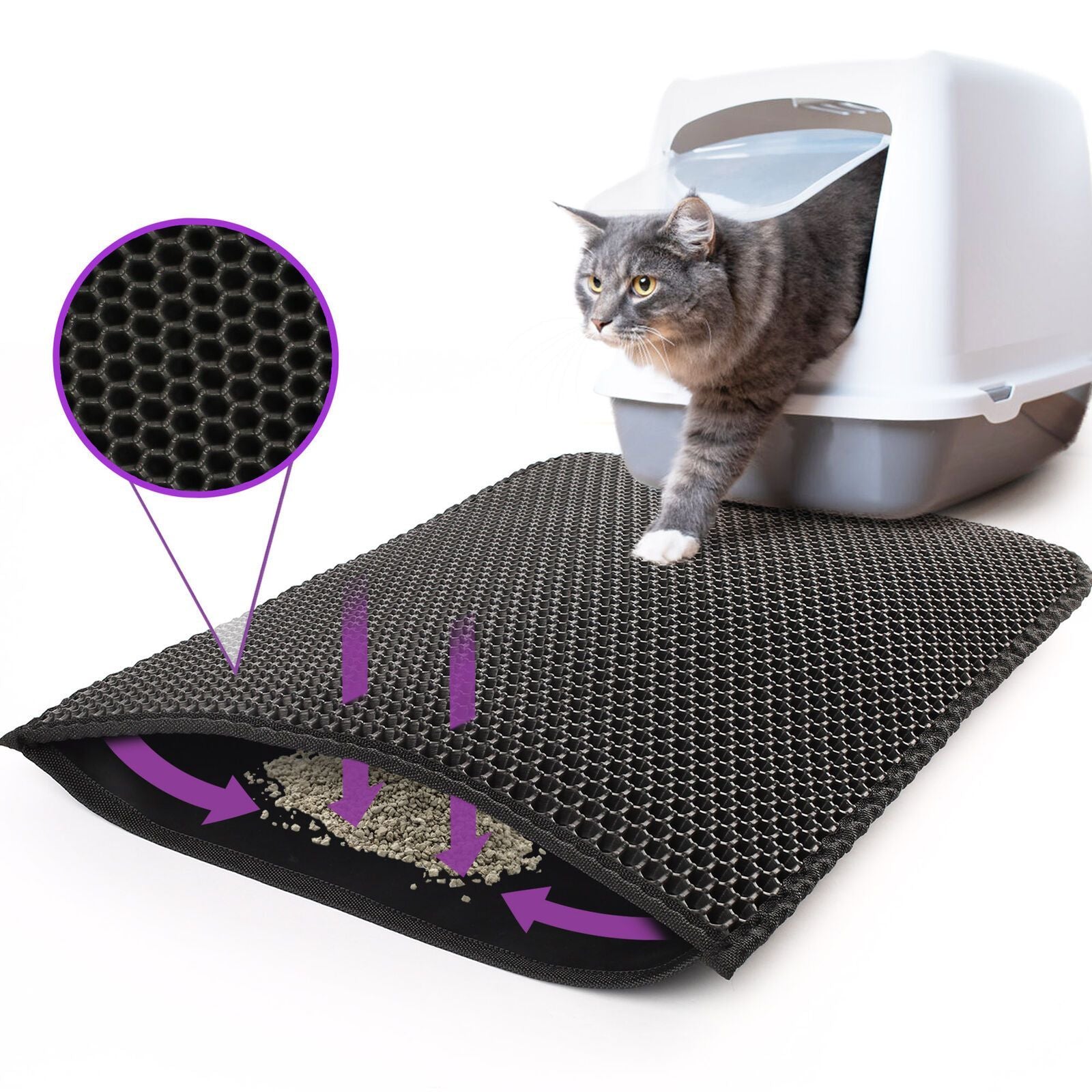 Kitty Cat Litter Mat – Waterproof Honeycomb Trapping Pad, Double Layer EVA, Non-Slip & Washable Everware Hub