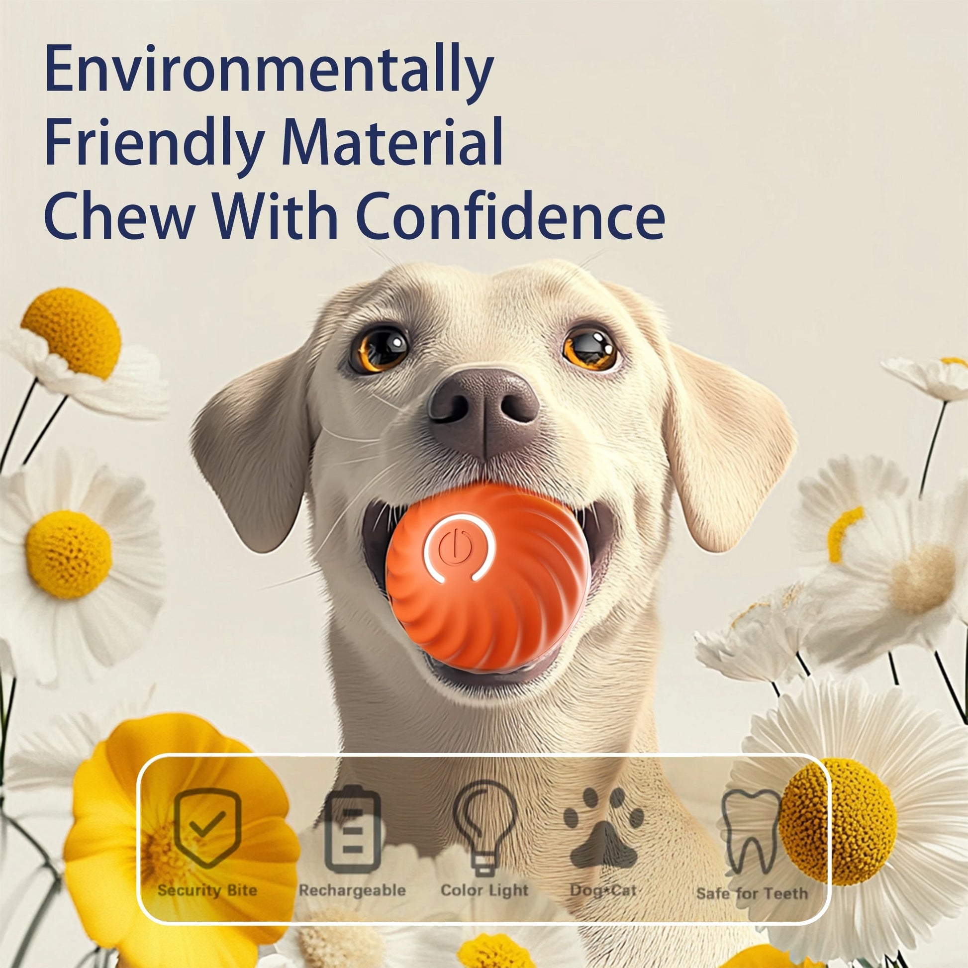 Smart Interactive Bouncing Ball for Dogs ,USB Rechargeable Self-Moving Pet Toy with Urchin Cover Everware Hub