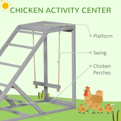 Chicken Swing Set with Perch & Ladder – PawHut Coop Toy for Two Chickens, Grey Everware Hub