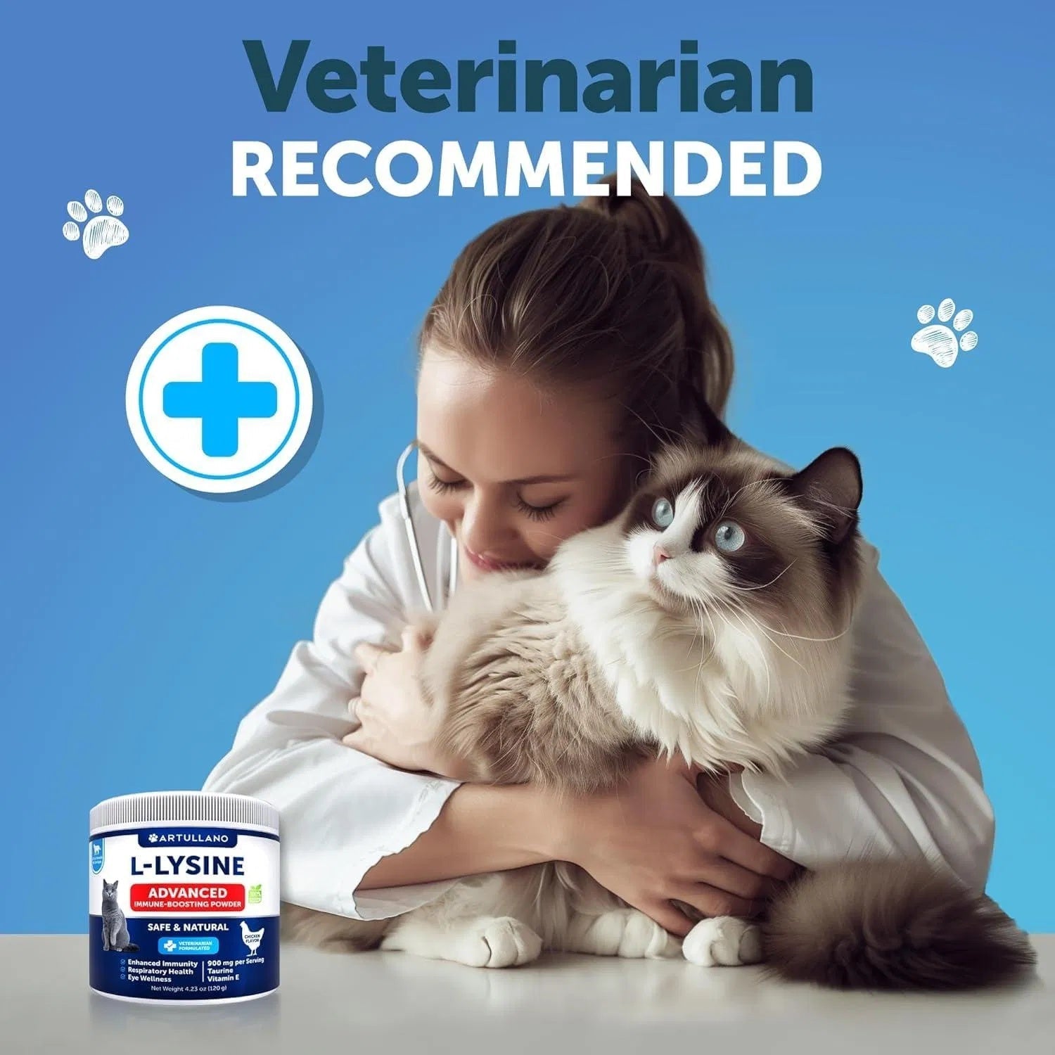 L Lysine For Cats Lysine Powder Supplement 900mg Serving Immune Support For Cats & Kittens Sneezing Runny Nose Squinting Watery Eyes Cold Eye Respiratory Health With Taurine Everware Hub