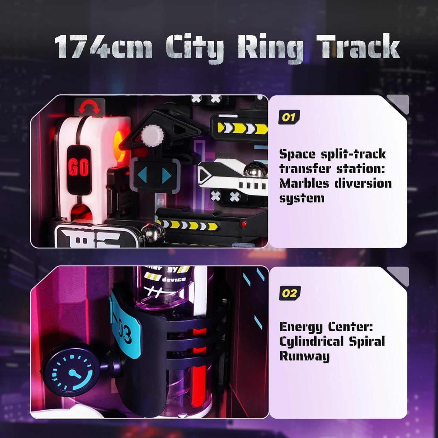 ROBOTIME Last City Marble Run ,3D Puzzle Model Kit with LED Glow in the Dark Track Everware Hub