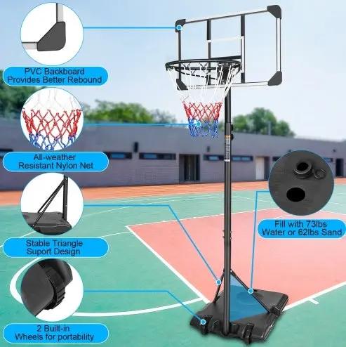 Portable Basketball Hoop for Teens – 5.6ft to 7ft Height Adjustable Everware Hub