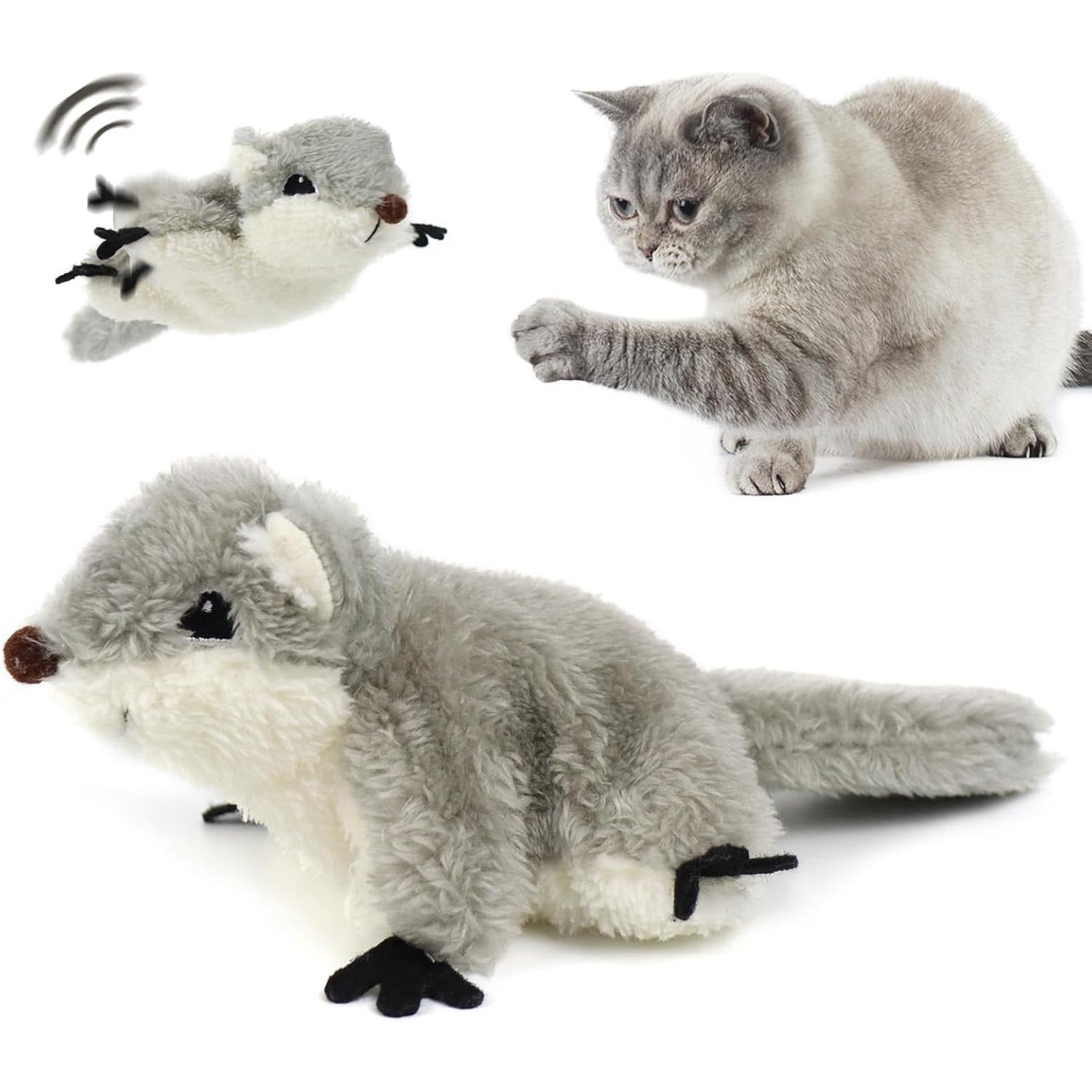 PROKEl Flapping Squirrel Catnip Toy, Rechargeable Touch-Activated Cat Kicker Toy Everware Hub