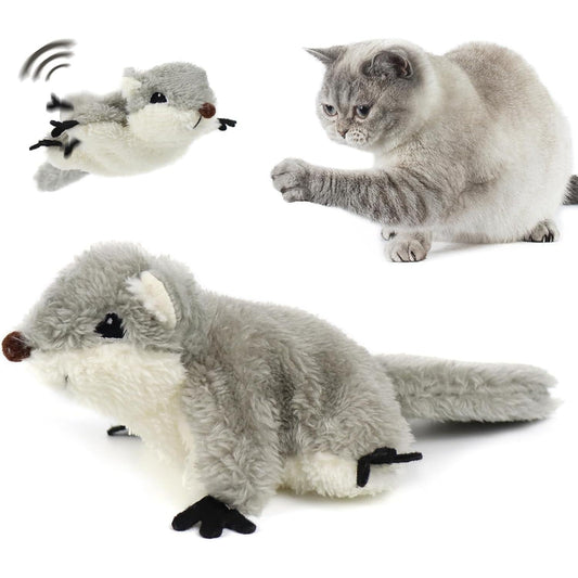 PROKEl Flapping Squirrel Catnip Toy, Rechargeable Touch-Activated Cat Kicker Toy Everware Hub