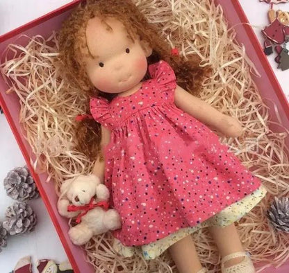 Handmade Plush Doll, Golden Curly Hair Girl , Soft Stuffed Doll Gift for Kids & Collectors Everware Hub