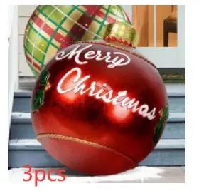 60CM Inflatable Christmas Ornament Ball ,Giant Outdoor PVC Holiday Decoration for Tree, Yard & Events Everware Hub