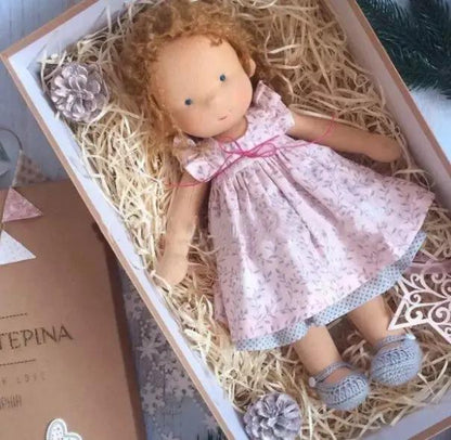 Handmade Plush Doll, Golden Curly Hair Girl , Soft Stuffed Doll Gift for Kids & Collectors Everware Hub
