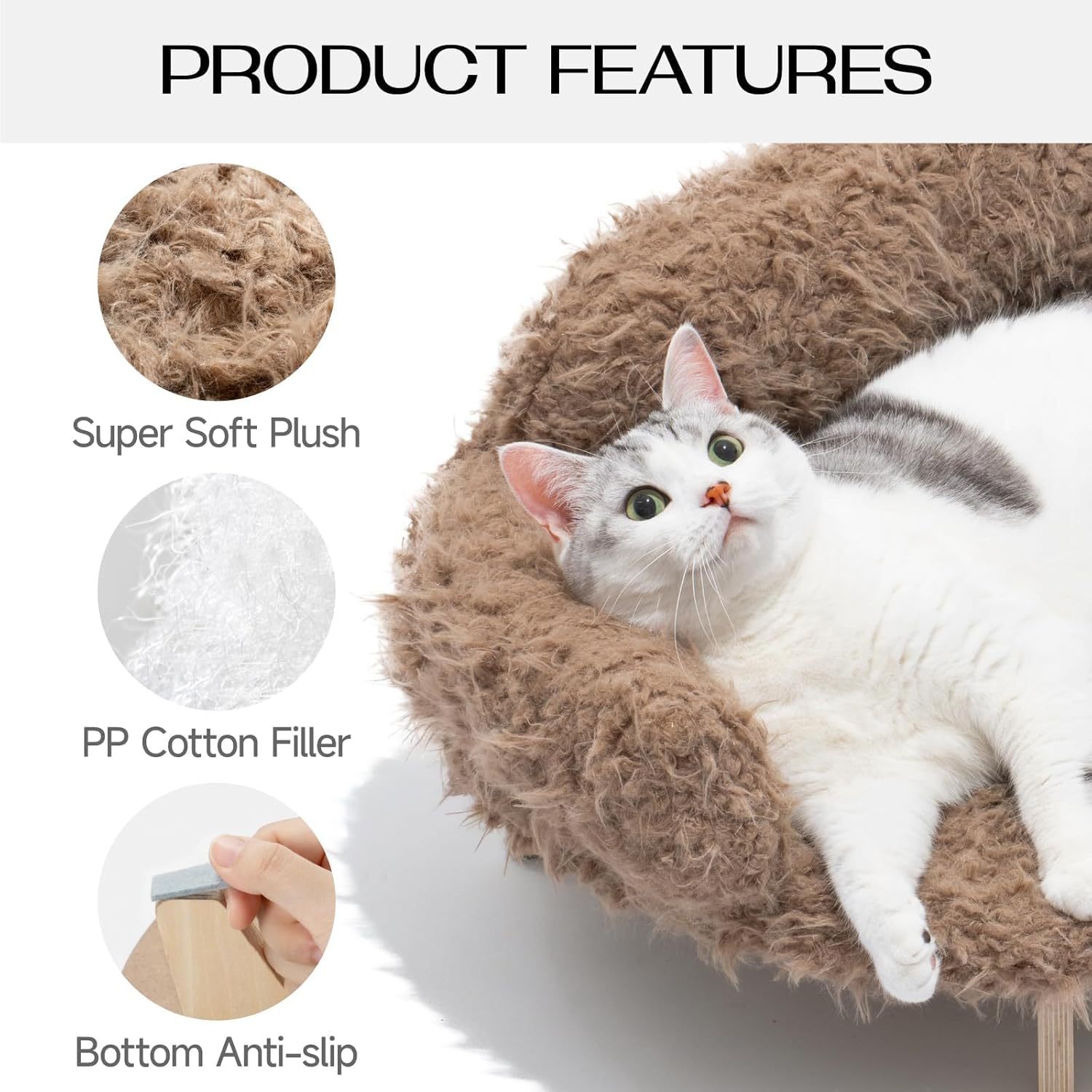 MEWOOFUN Elevated Cat Bed With Washable Cover - 26x18.3x8.5 Inch Wooden Pet Sofa For Cats & Small Medium Dogs, Modern Pet Furniture Brown Everware Hub