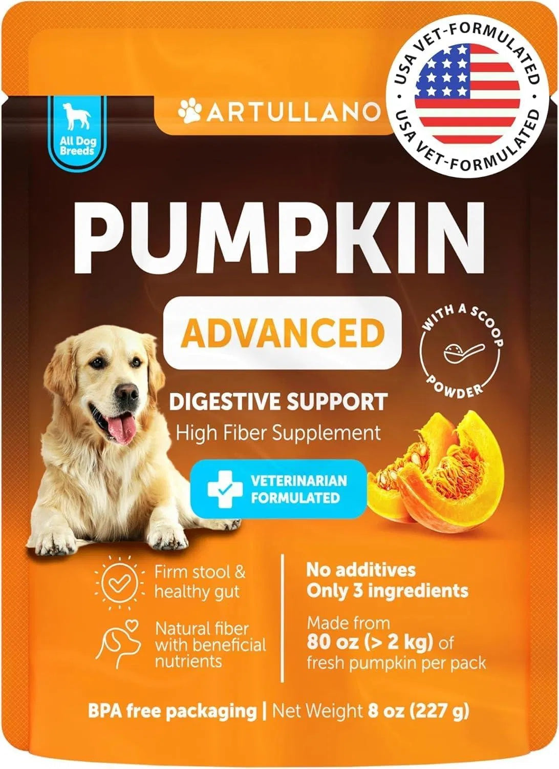 Pumpkin Powder For Dogs Digestive Support 8 OZ Fiber Supplement For Constipation For Gut Balance Healthy Skin Digestion Glands Firm Stool Poop Anti Diarrhea Gas Relief Everware Hub
