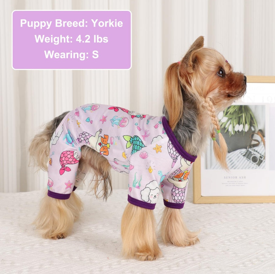Dog Pajamas Pjs Spring Summer Dog Clothes For Small Dogs Girl Boy, Soft Stretchy Tiny Chihuahua Yorkie Puppy Clothes Doggie Onesies Cat Pet Jammies Outfit, Mermaids Everware Hub