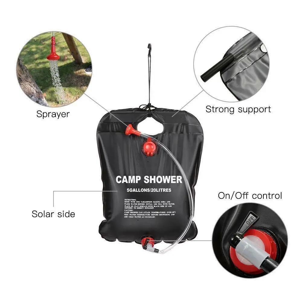 20L Portable Camping Shower Bag – Solar Heated Outdoor Shower for Travel, Hiking & Beach Everware Hub