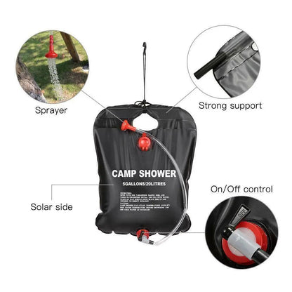 20L Portable Camping Shower Bag – Solar Heated Outdoor Shower for Travel, Hiking & Beach Everware Hub