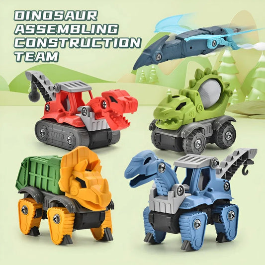 5 Pack Take Apart Dinosaur Construction Toy with Electric Drill , STEM Building Gift for Boys (Birthday & Xmas) Everware Hub