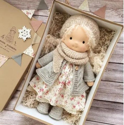 Handmade Plush Doll, Golden Curly Hair Girl , Soft Stuffed Doll Gift for Kids & Collectors Everware Hub