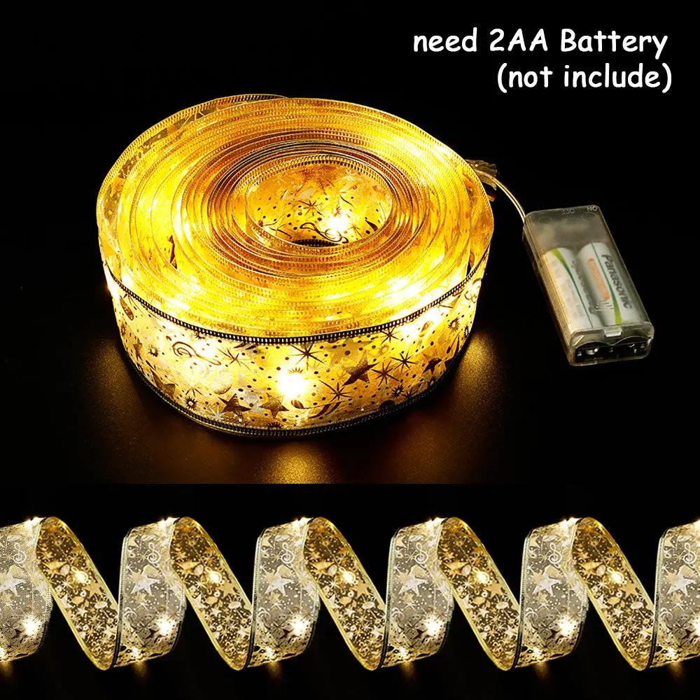 Fairy Lights String with Christmas Ribbon Bow Tie , LED Decorative Lights for Holiday, Tree & Gift Wrapping Everware Hub