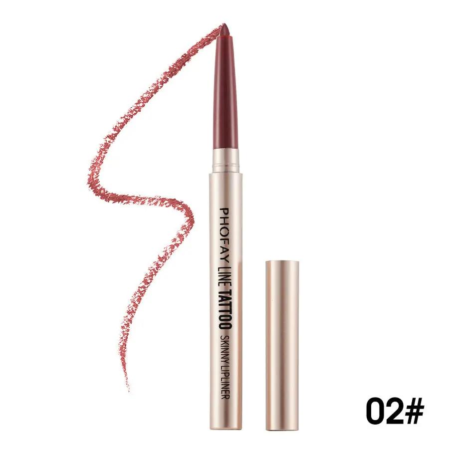 PHOFAY lipliner pencil in shade 02 with rose mauve color line and gold-toned cap.