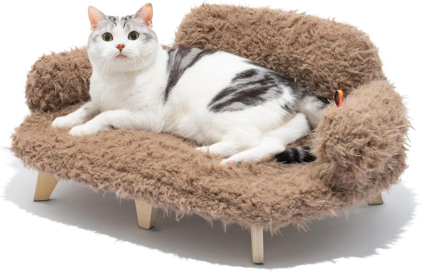 MEWOOFUN Elevated Cat Bed With Washable Cover - 26x18.3x8.5 Inch Wooden Pet Sofa For Cats & Small Medium Dogs, Modern Pet Furniture Brown Everware Hub