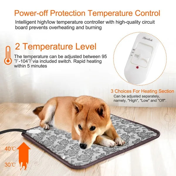 Pet Heating Pad Dog Cat Electric Heating Mat Waterproof Adjustable Warming Blanket Everware Hub