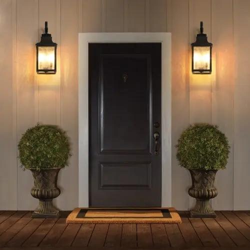 2-Pack Outdoor Glass Wall Lights – Black Retro Style, E12 Bulbs Everware Hub