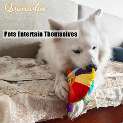 Plush Dog Flying Disc Chew Toy,Interactive Tug of War Toy with Bell, Bite-Resistant & Washable Everware Hub