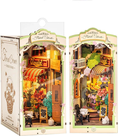 Rolife Floral Corner Book Nook Kit – DIY 3D Wooden Dollhouse Everware Hub
