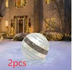 60CM Inflatable Christmas Ornament Ball ,Giant Outdoor PVC Holiday Decoration for Tree, Yard & Events Everware Hub