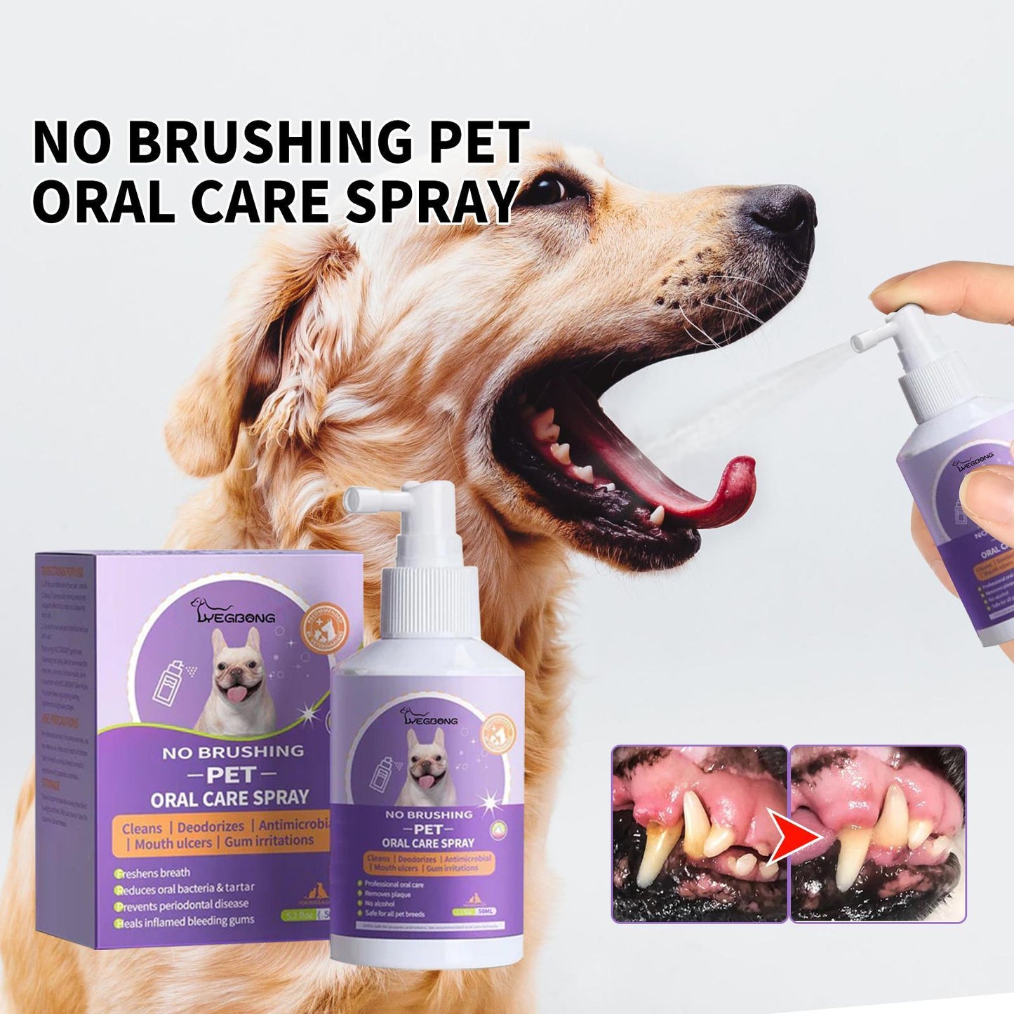 Yegebang Cat And Dog Teeth Cleaning Spray Pet Oral Cleaning Deodorizing Fresh Breath Everware Hub