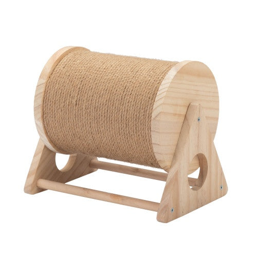 360° Rotating Wooden Cat Scratch Post with Bell, Indoor Cat Scratching Toy Everware Hub