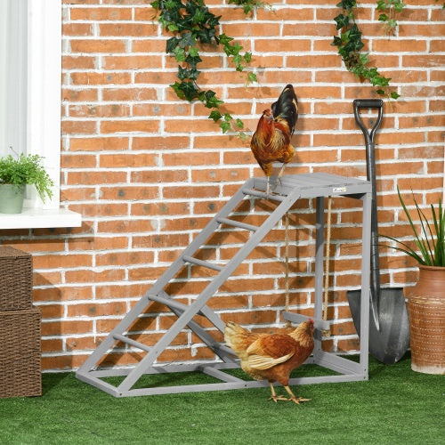 Chicken Swing Set with Perch & Ladder – PawHut Coop Toy for Two Chickens, Grey Everware Hub