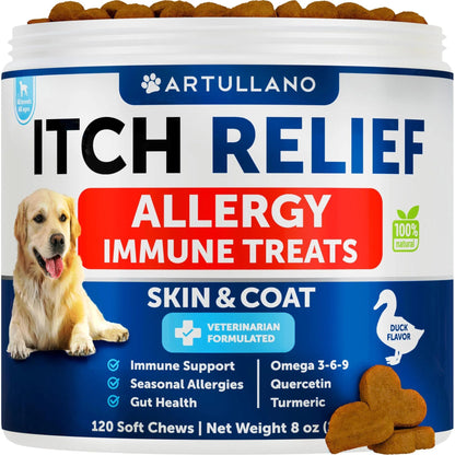 Dog Allergy Relief Chews , Anti-Itch Skin & Coat Supplement, 120 Ct Everware Hub