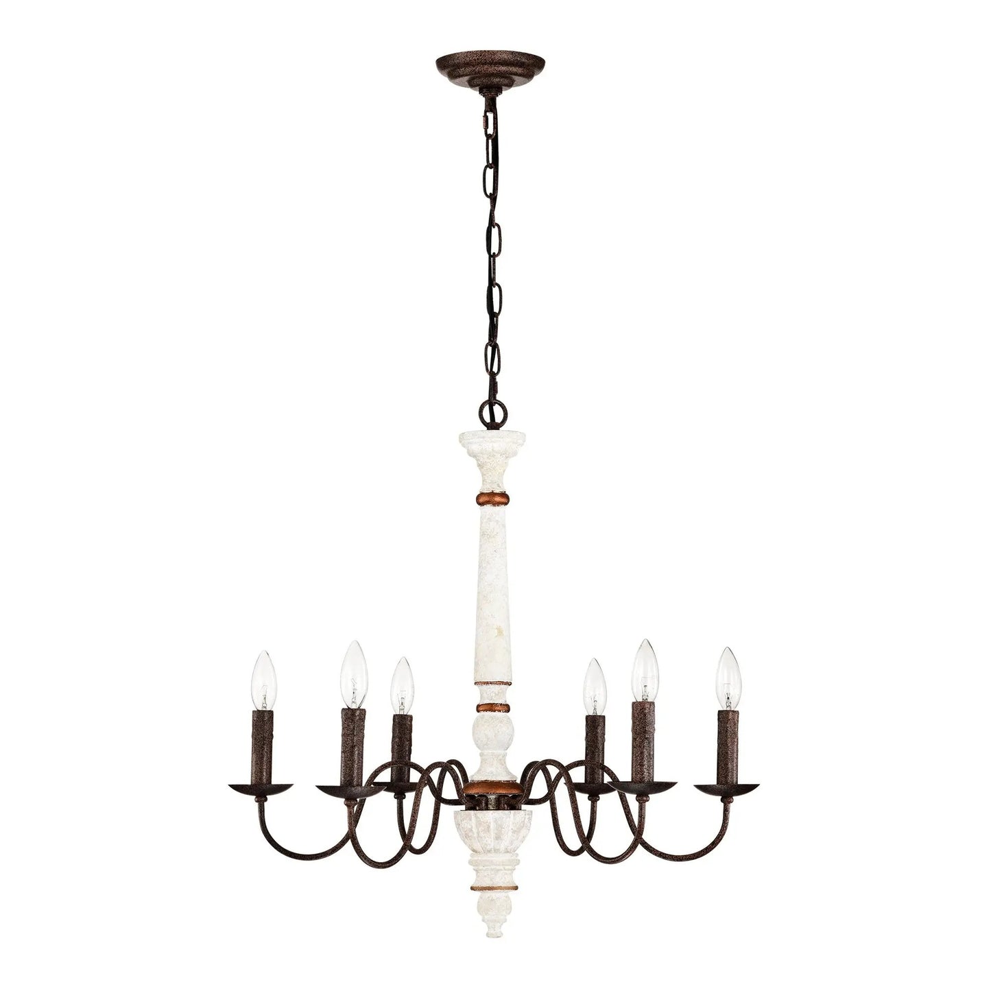 Retro White & Rust 6-Light Chandelier Pendant for Dining Room, Home Everware Hub