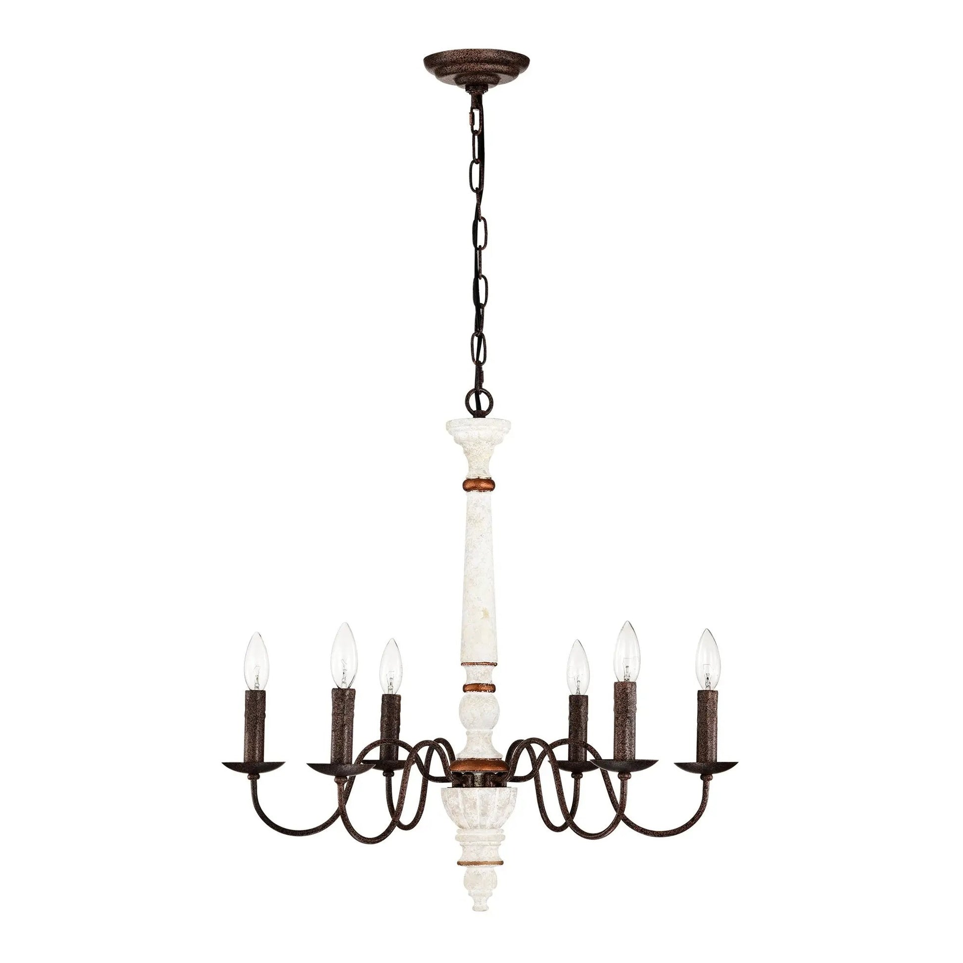 Retro White & Rust 6-Light Chandelier Pendant for Dining Room, Home Everware Hub