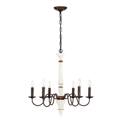 Retro White & Rust 6-Light Chandelier Pendant for Dining Room, Home Everware Hub