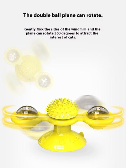 Cat Entertainment Set – Interactive Rotating Disk, Feather Teasers & Windmill Toy for Active Cats Everware Hub