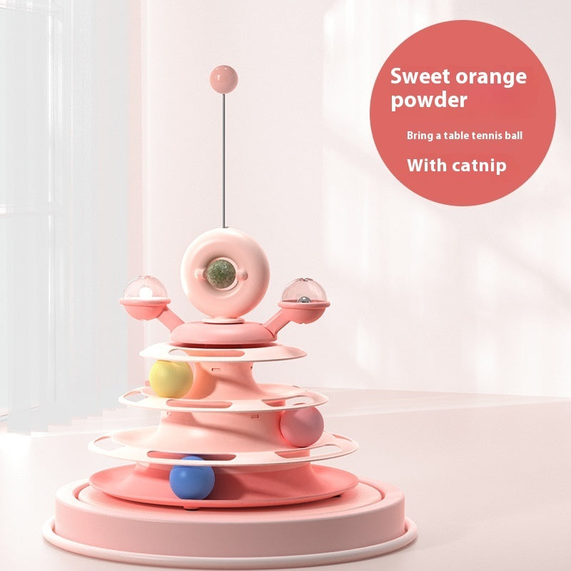 4-Level Cat Toy Tower, interactive Roller Ball Track Puzzle Toy for Cats & Kittens Everware Hub