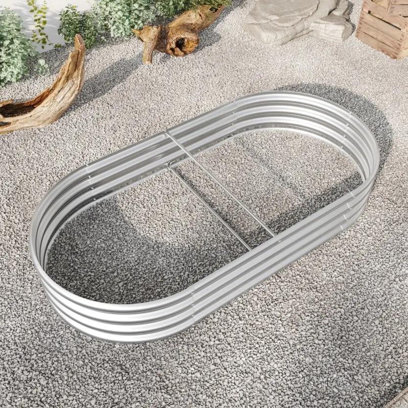 Oval Metal Raised Garden Bed , Large Outdoor Planter Box Everware Hub