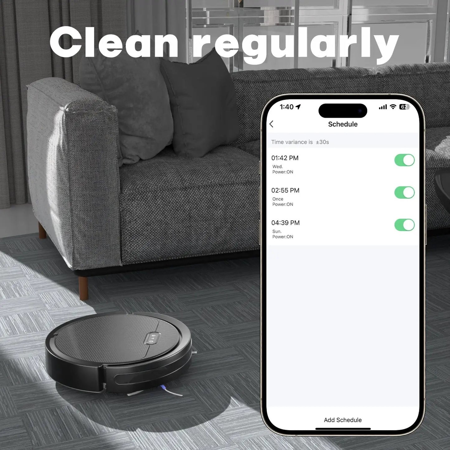 Robot Vacuum and Mop 3-in-1 Combo Cleaner, 5000Pa Suction, 120 Mins Runtime, Self-Charging Everware Hub
