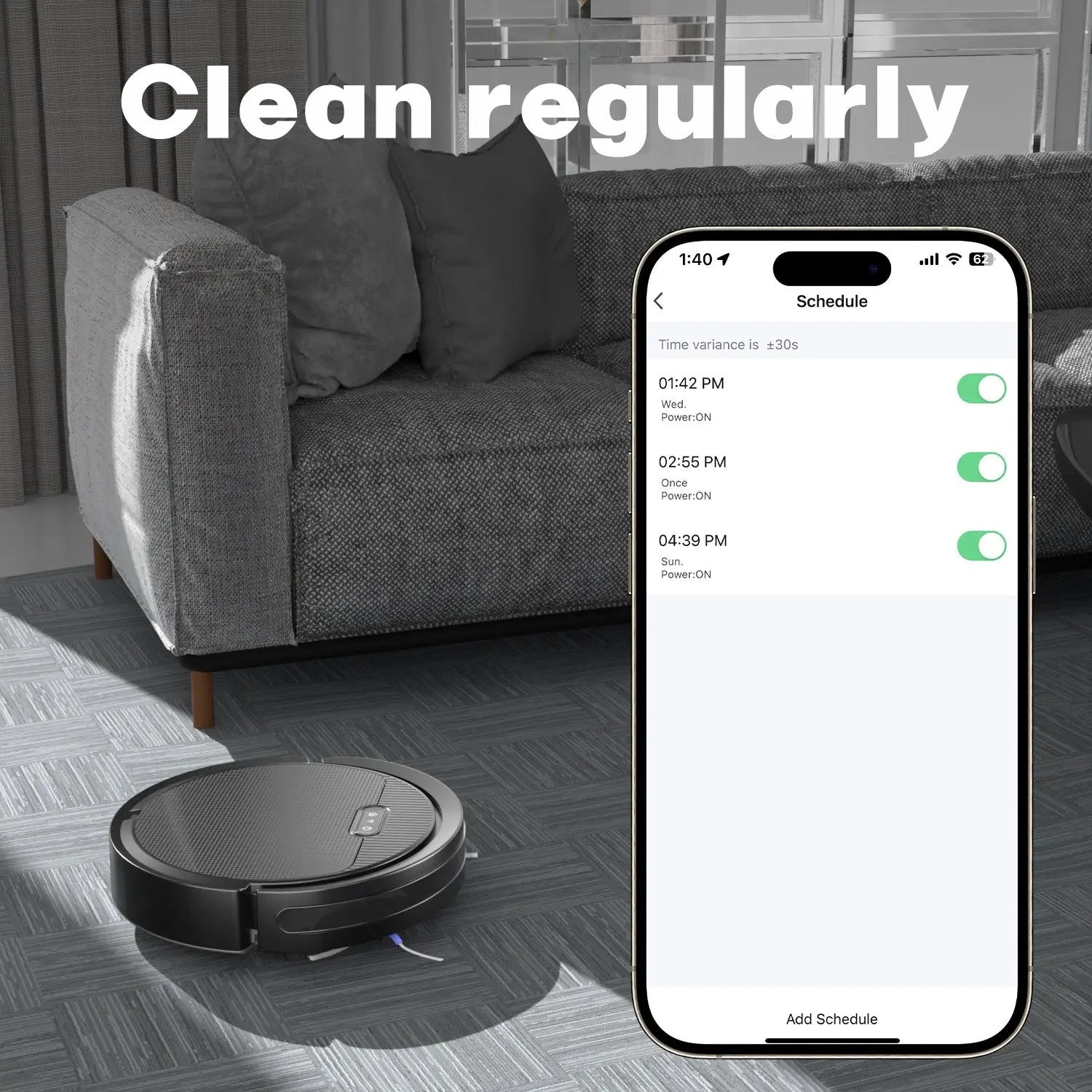 Robot Vacuum and Mop 3-in-1 Combo Cleaner, 5000Pa Suction, 120 Mins Runtime, Self-Charging Everware Hub