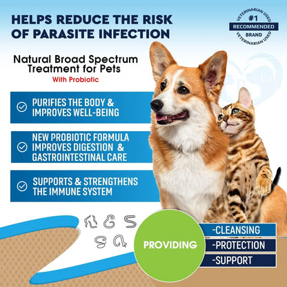Cats And Dogs Natural Worm Treatment With Probiotic Liquid Herbal Medicine Prevention Medication Supplement Drops For Kitten And Puppies For Daily Use With Pet Food Everware Hub
