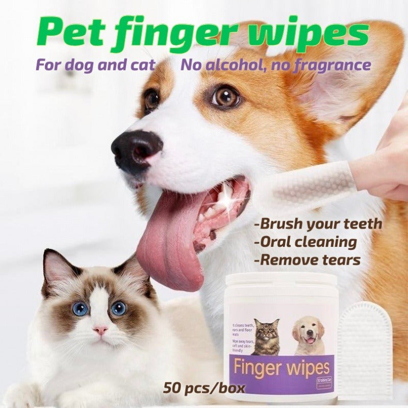 3-in-1 Pet Finger Wet Wipes For Dogs & CatsTeeth Cleaning Wipes, Breath Freshener DentalFinger Wipes Soft, For Eyes, Ears, Dental CarePack Of 50 Everware Hub