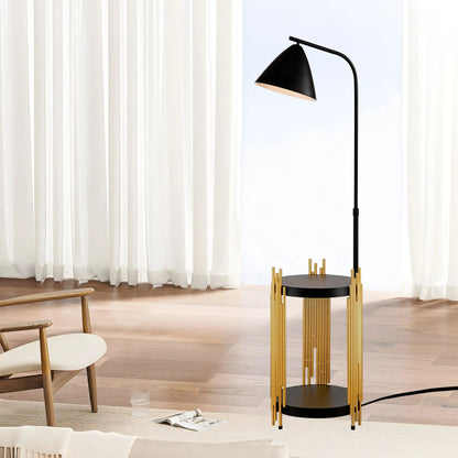 Luxury Floor Lamp with Shelves – Matte Gold/Black, E26 Base Everware Hub