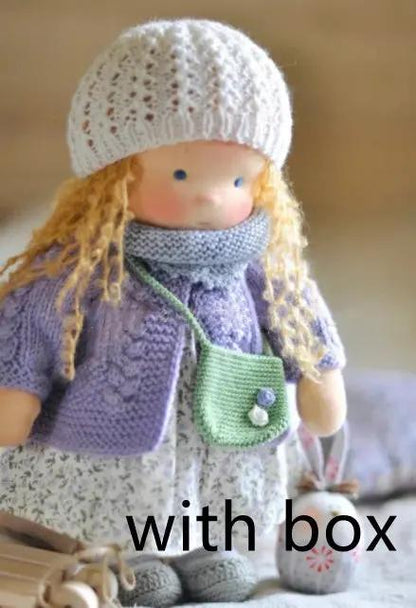 Handmade Plush Doll, Golden Curly Hair Girl , Soft Stuffed Doll Gift for Kids & Collectors Everware Hub
