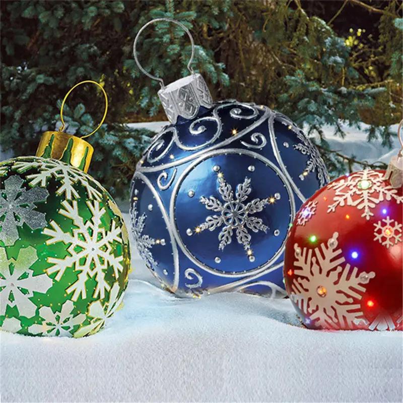 60CM Inflatable Christmas Ornament Ball ,Giant Outdoor PVC Holiday Decoration for Tree, Yard & Events Everware Hub