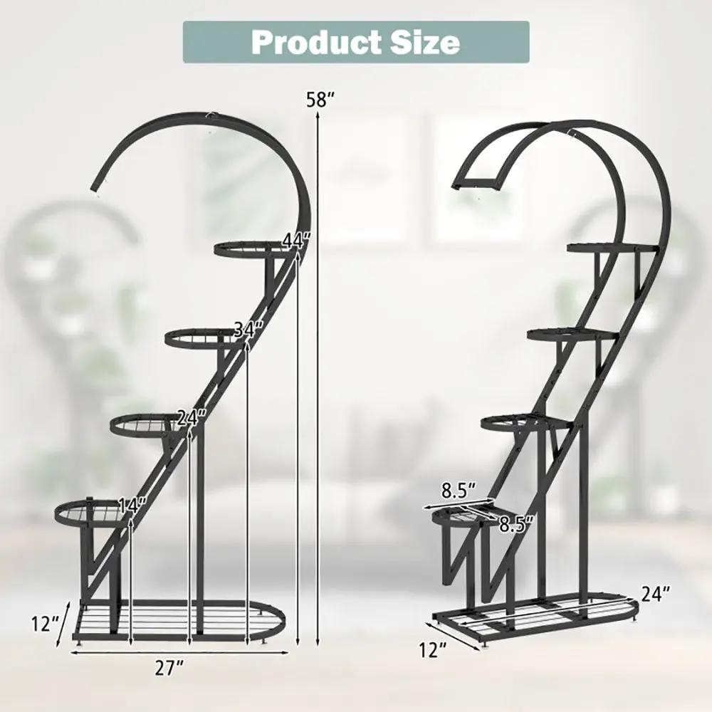 5 Tier Metal Plant Stand with Hook ,ndoor & Outdoor Use Everware Hub