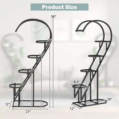 5 Tier Metal Plant Stand with Hook ,ndoor & Outdoor Use Everware Hub