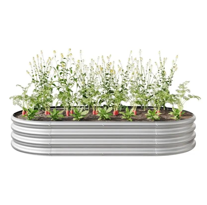 Oval Metal Raised Garden Bed , Large Outdoor Planter Box Everware Hub