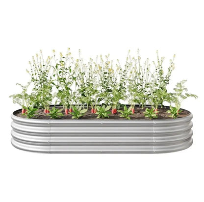 Oval Metal Raised Garden Bed , Large Outdoor Planter Box Everware Hub